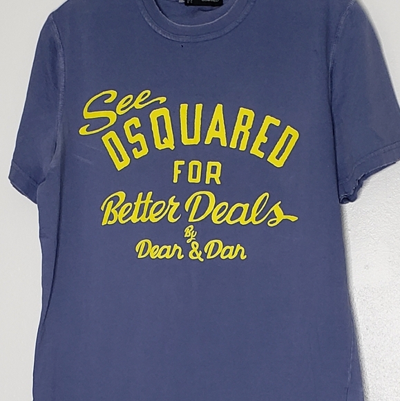 DSquared2 Italian  Logo Print Graphic Tee Shirt Blue Vintage Cotton Unisex Luxe - Picture 7 of 12